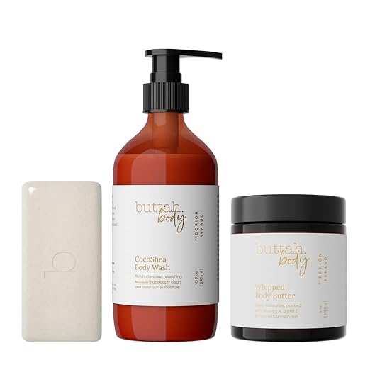 Buttah Skin by Dorion Renaud Buttah Body Trio for Melanin Rich Skin | Egyptian CocoShea Body Wash 10oz | Oatmeal Shea Bar 100g | Whipped Body Butter 4oz | Black Owned Skincare for Men & Women