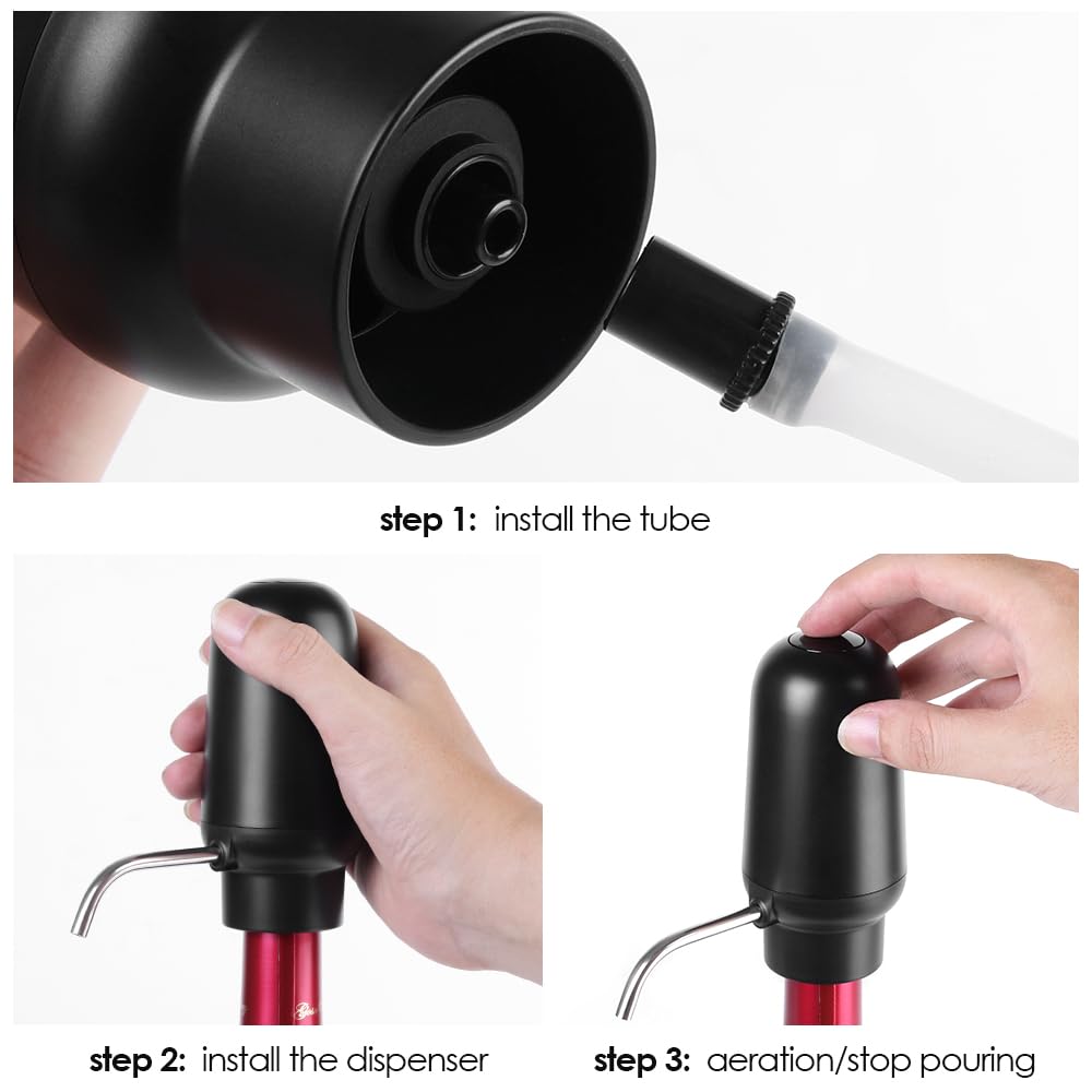 Décanter à Vin Électrique, Aérateur et Verseur de Vin Une touche, Automatique Pompe Aérateur Rechargeable rapide intelligent