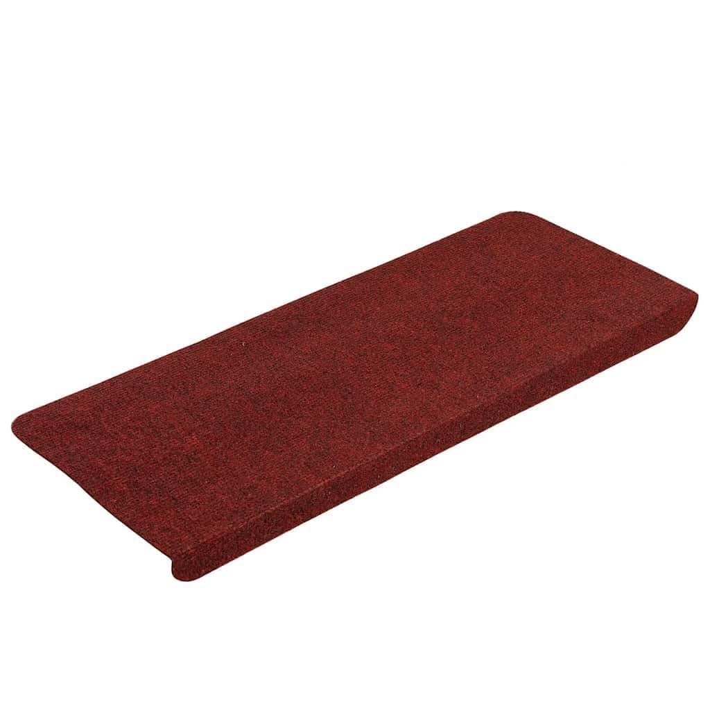 15 alfombrillas autoadhesivas para escaleras, color rojo, 65 x 24,5 x 3,5 cm, fieltro punzonado, antideslizantes, amortiguadoras acústicas para escaleras de madera, pasillos y interiores