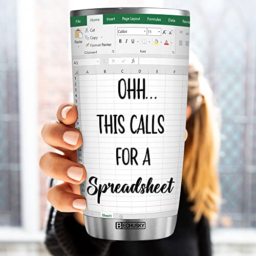 Bechusky Accountant Gifts Spreadsheet Tumbler, Accountant Gifts Spreadsheet For Boss Tumbler 20Oz - Gifts Coffee Mug For Cpa Nerd Family Men Women Coworker Christmas #TOP4