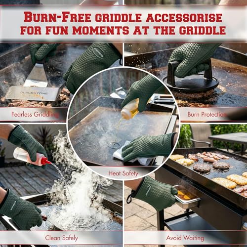Image of KITCHEN PERFECTION Silicone Oven & Griddle Gloves -Extreme Heat Resistant BBQ & Grilling Gloves -Handle Hot Food Right on Your Griddle |Waterproof Oven Mitts Grill Gloves |Superior Set+3 Bonuses