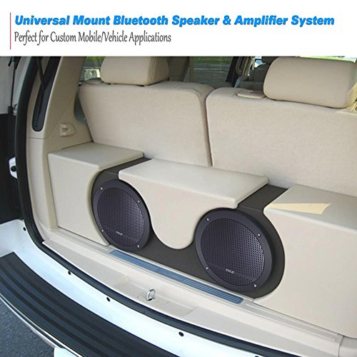 Pyle Bluetooth Marine Grade Flush Mount 2-Way Speaker System Amplified Full Range Stereo Sound Dual Cone Dome Waterproof Universal Home With Aux 3.5Mm Input Pair 6.5” 240 Watts (Plmrkt9) Black #TOP2