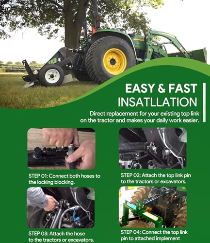 Image of Hydraulic Top Link Cat. 1-1 (18 1 /8 inch - 26 3 /8 inch, 3 /4 inch Hole) with Locking Block with 2 x Hose, SPH320032 2-Way Check Valve Hydraulic Cylinder for Tractor Excavators and Class 1& 2 Equipment