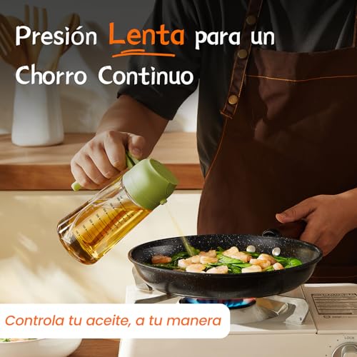 Miniatura 3 de Trendplain Pulverizador Aceite Spray 470ml - 2 En 1 Spray Aceite Cocina Y Dispensadora Con Etiquetas Y Protección Contra La Luz Para Freidora De Aire 2x Botella - T, Negro Y Verde - T