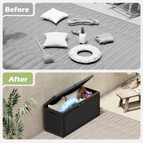 Image of NUNU LAB Outdoor Storage Box 60 Gallon,Package Delivery Box for Outside, Parcel Drop deck boxes waterproof, Lockable Lid Porch Storage Bin For Package Delivery,Patio,House, Curbside