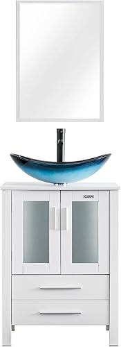 Miniatura 45 de eclife Tocador de Baño Moderno de 24" Combo de Lavabo con Gabinete Independiente con Puerta de Cierre Suave, Lavabo Cuadrado de Cerámica Blanca Tipo