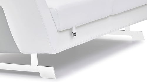 Miniatura 9 de Zuri Furniture Modern Armondo Loveseat en dos tonos de cuero de microfibra blanca y acento gris Blanco/Gris,Negro -