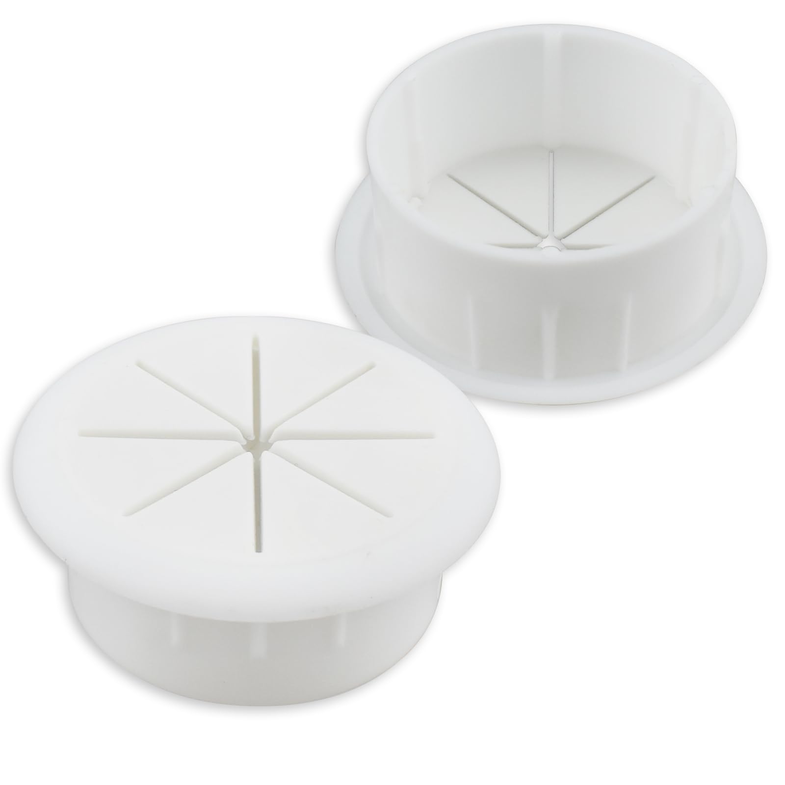 2Pcs Flexible Desk Grommet, HONSNkS 2 Inch Cable Cord Hole Plug Wire Hole Cover for Desktop Equipment Wiring Management and Protection (White)