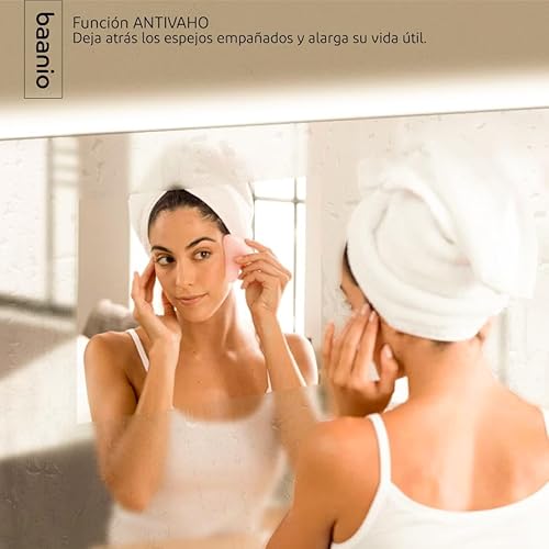 baanio - Espejo Baño con Luz Cálida 80x120 cm Estel | Espejo Baño Led Retroiluminado con Antivaho | Vidrio Resistente 4 mm, Plata Ecológica sin Cobre | Montaje Horizontal o Vertical | Diseño Moderno - imagen 5