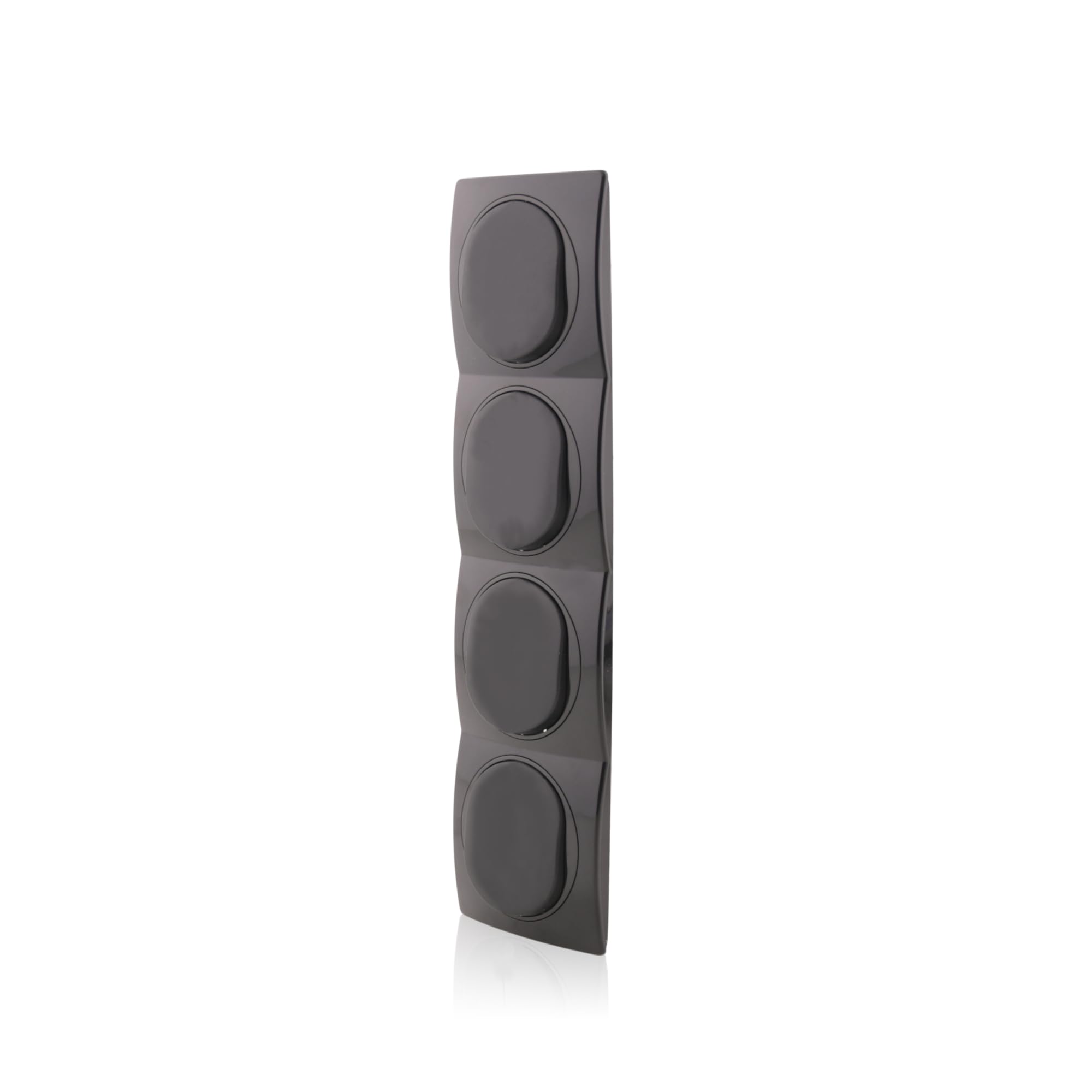 Intratec Set Kreuzschalter Nobilis ABS 10AX 250V Schwarz Ø 60 mm & 4er Rahmen vertikal Wandmontage 80x293 mm