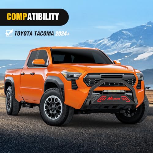 Image of Nilight Bull Bar with Light Bar&License Plate Hole Compatible with Toyota Tacoma 2024 2025 2026 Truck Brush Guard, Front Bumper Push Bar w /Grille Skid Plate Light Mount