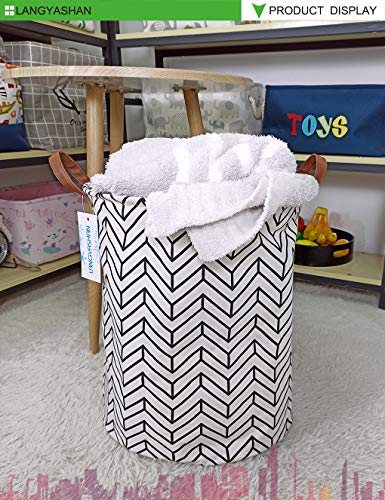 Image of Laundry Basket Canvas Fabric Collapsible Organizer Basket for Storage Bin Toy Bins Gift Baskets Bedroom Clothes Children Nursery Hamper (Geometric)