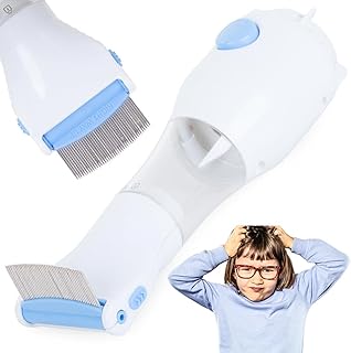 PARENCE.- Peine eléctrico para piojos con dispositivo de aspiración y filtros de limpieza/Herramienta para tratar piojos y liendres (peine/aspiradora), toma de carga de pared - Niños, mascotas