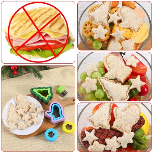 Newtay 32 Pcs Christmas Sandwich Cutter and Sealer Set Sandwich Cutter for Lunch Cookie Cutter Bread Pancake Maker DIY Molds Bento Box Accessories