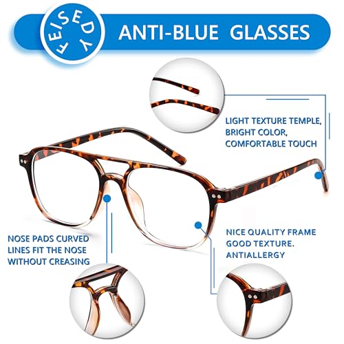 Image of FEISEDY Blue Light Blocking Glasses Women Men Square Computer Lightweight Pilot Glasses Anti Eyestrain & UV Glare B0141