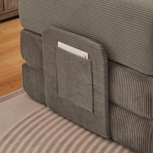 Sofá de suelo modular plegable de pana suave con función de dormir para salón y dormitorio 8