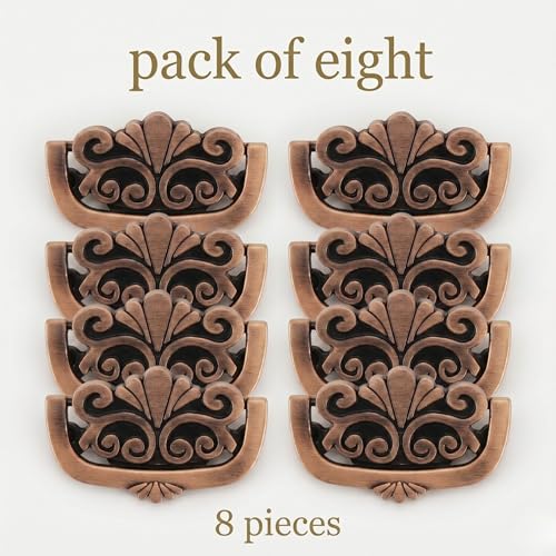 Image of Sainath Zinc Alloy Copper Antique Finish Drawer Cabinet Kadi Kundi Knob Pull Handle Set, Pack of 8 PCs