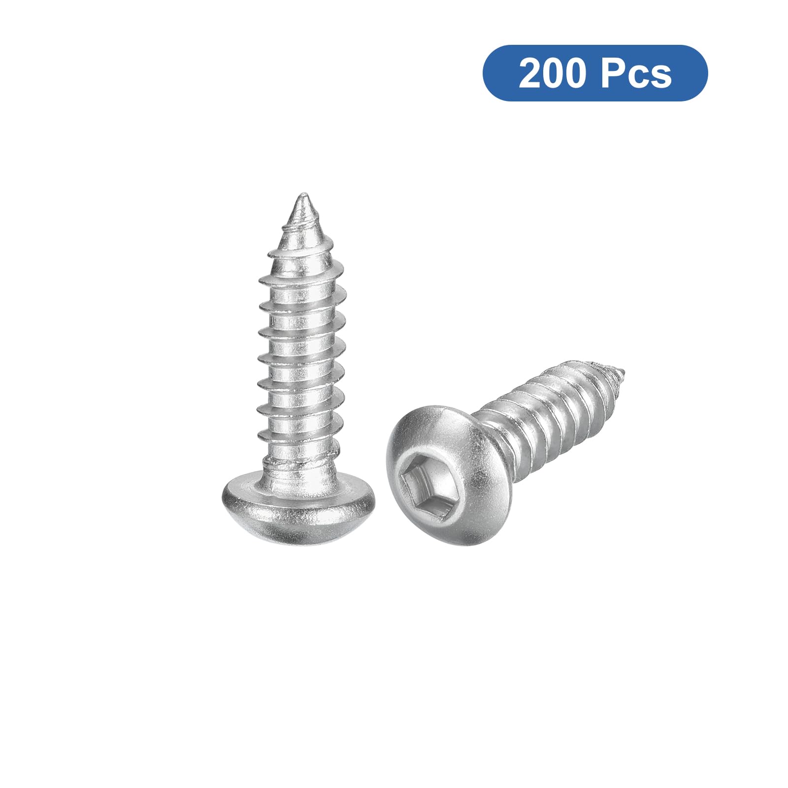 QUARKZMAN Viti Autofilettanti a Esagono Incassato, M6 x 25mm Viti con Esagono Incassato, Vite Legno in Acciaio Inossidabile 304 200pz