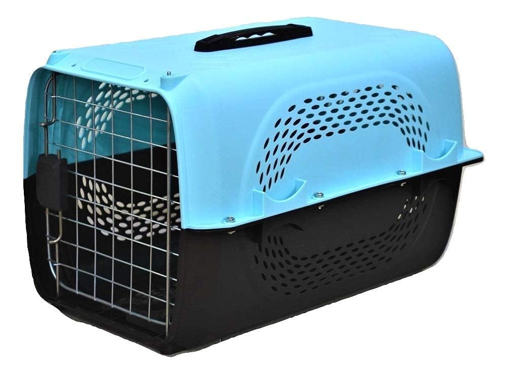 Buraq Travel Pet Carrier Kennel for Puppy Cat Rabbit Basket Plastic Handle Hinged Door Folding Collapsible Transport Box Crate Cage (18 x 10 x 10 Inches) (18 Inch, Blue) (B0CM5XXWFT) Amazon Price History, Amazon Price Tracker