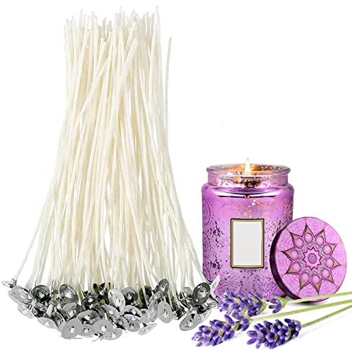 120 PCS Candle Wicks for Candle Making Stickers & Wick Centering Tool - Natural Cotton Wicks, Candle Wick Holders & Metal Tabs for DIY - Candle Wicks for Soy Wax - Cotton Wicks for Candle Making