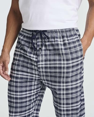 Real Essentials 3 Pack: Men's Pajama Pants - Knit Cotton Flannel Plaid Lounge Bottoms (Available In Big & Tall) - Set 6, 3X4