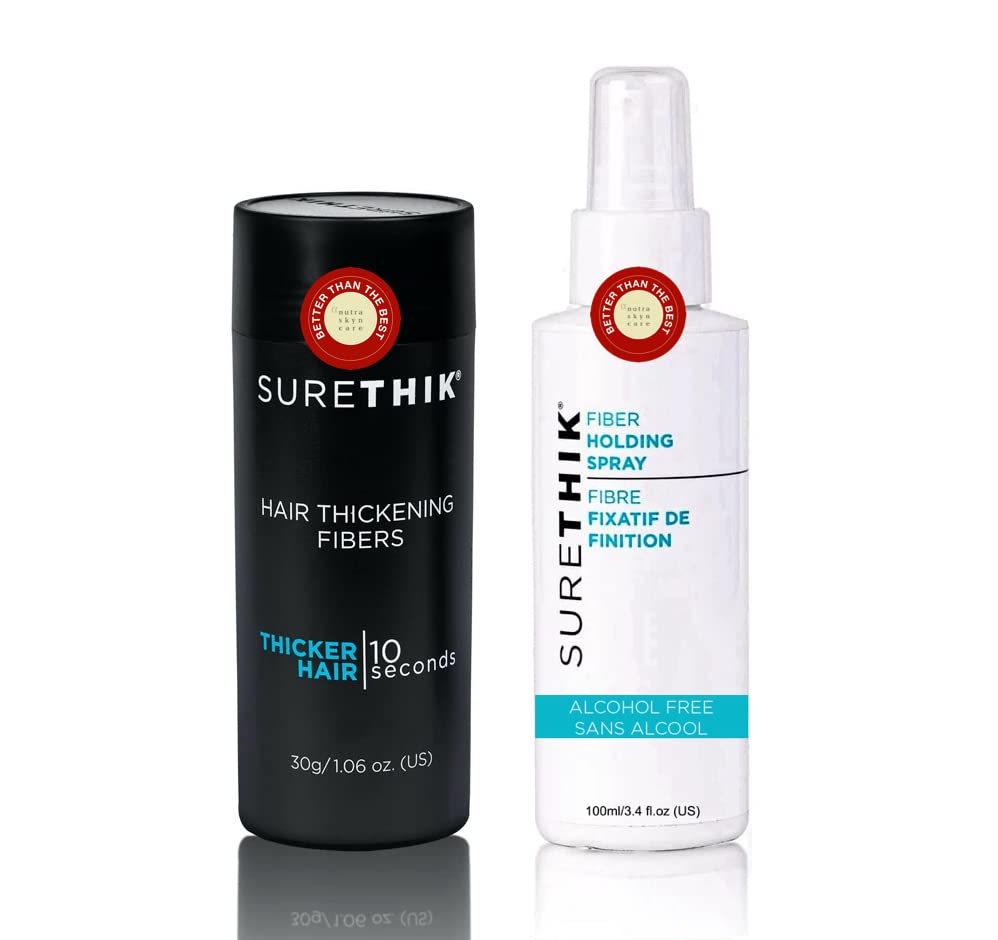 SureThik Hair Thickening Fibers, 30g and Fiber Holding Spray, 100ml (Dark Brown)-image-18