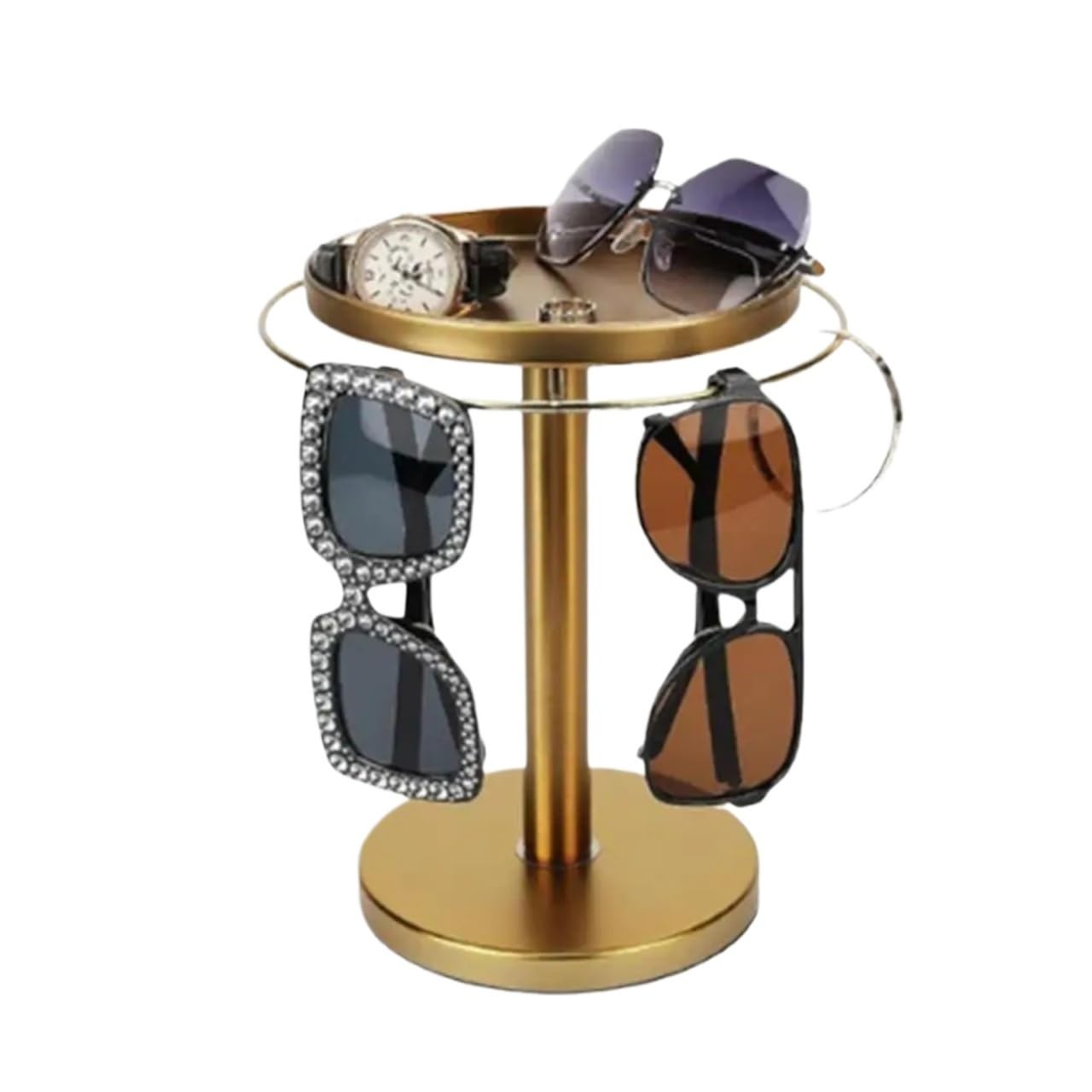 AMEEDA Glasses Holder Sunglass Organizer Eye Glass Display Stand 360-degree Rotation With Tray Jewelry Storage Detachable Home