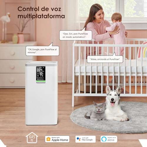 VOCOlinc Purificador de Aire Inteligente con Filtro HEPA, 3 Etapas de Filtrado CADR 500 m³/h a 60㎡,Elimina 99,97% de Alergia Polen Polvo Olores, Air Purifier para Hogar Silencioso 30dB, Blanco - imagen 2