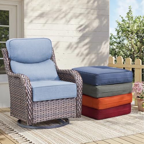 Image of Luxury 6-Inch Outdoor Chair Cushions - 24 inch* 24 inch Patio Furniture Cushions with Dual Layer Back Support & Removable Cover, 28D High Density Sponge Patio Cushion for Outdoor Furniture Couch Baby Blue