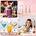 Honeydak 18 Pcs Bow Glass Straws and Drink Markers Shatter Resistant Pink Bow Glass Straws with Brushes Cute Reusable Coquette Drink Markers Bows Party Decor for Women Wedding Bridal Party Supplies