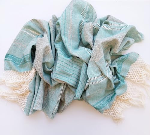 Baby Trapoz Mexican Rebozo Scarf, Shawl w/articela detail, Ideal for Natural Birth, Doula Massage, 98.5", Mint4