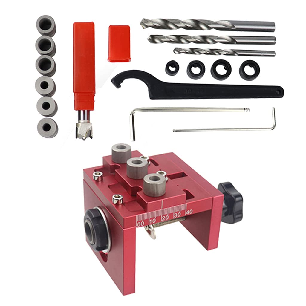 Tsophreniq Wood Dowel Puncher Locator Adjustable Drilling Carpentry Tools Woodworking Positioning Hole Opener Furniture Hinge Jig Guide Puncher Locator Door Cabinets