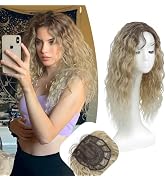 Hair Topper, Ombre 20inch Curly Hair Toppers for Women with Thinning Hair Natural Blending Topper...