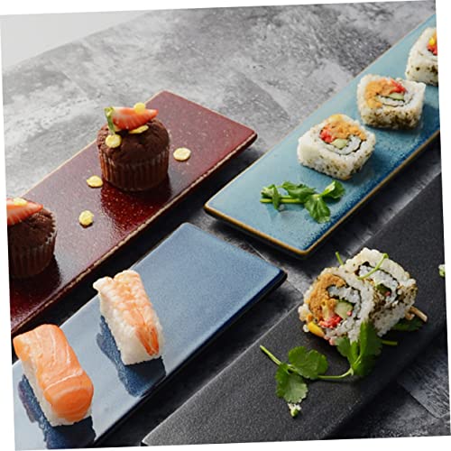 Plato cerámico rectangular estilo japonés para sushi miniatura 5