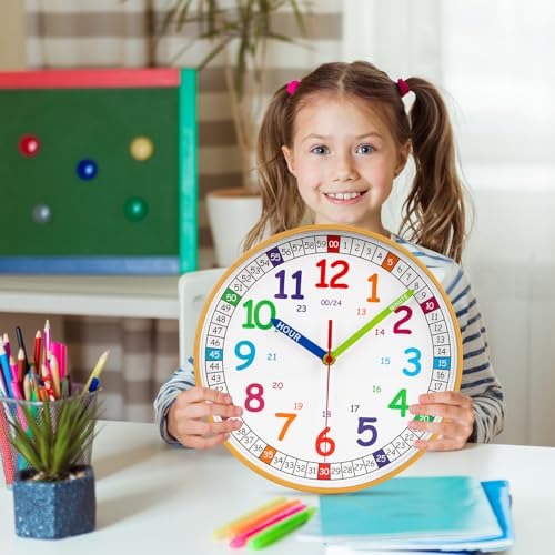 Reloj de pared silencioso para niños, 10 pulgadas miniatura 7