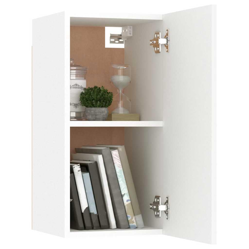 Mobile per TV, 2 pezzi, bianco, 30,5 x 30 x 60 cm, in legno | da appendere, 2 ripiani per armadio, pulizia con panno umido, ideale per libri e DVD