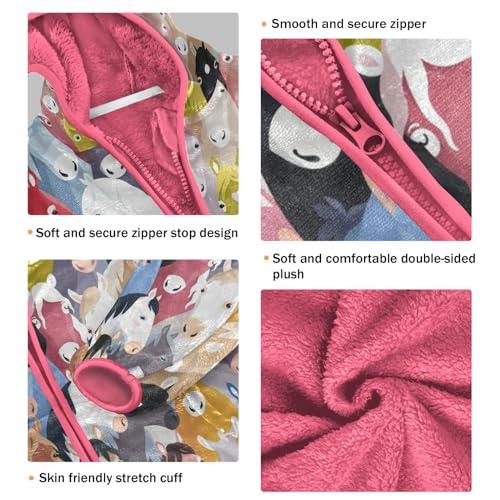 Aslsiy Girls Fleece Jacket Toddler Hooded Coat Kids Zig Up Hoodie Kids Outerwear 3-10T3