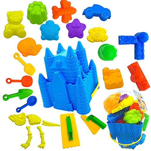 27 Pcs Kids Beach Sand Toys Set,Beach Toys Castle Molds Sand Molds,Beach Shovel Tool Kit, Sand Castle Building Kits, Kids Outdoor Toys Sandbox Toys Beach Essentials for Kids Beach Equipment,Snow Toys