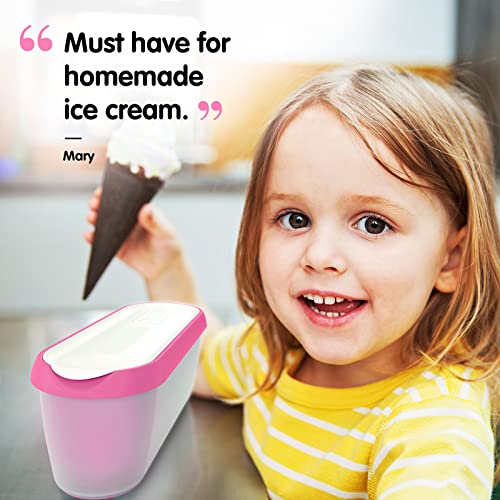 SUMO Ice Cream Containers for Homemade Ice Cream - 1.5 Quart, Reusable Storage Tubs with Lids (2 Containers, Pink)