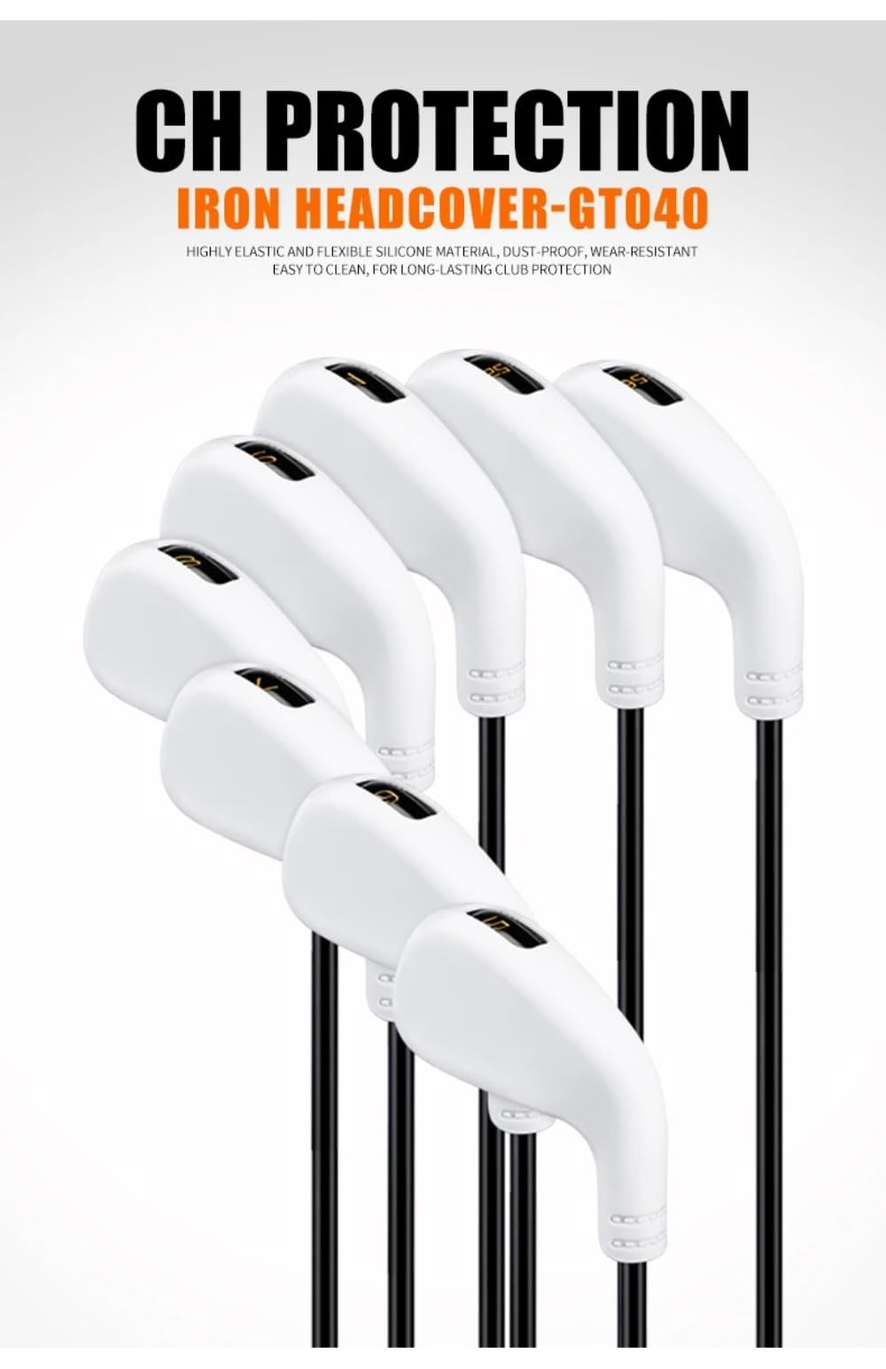 Fundas protectoras de silicona resistentes al desgaste para palos de golf #4/5/6/7/8/9/P/S para hombres y mujeres