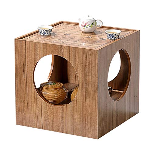 Tatami japonés Tabla Balcón Mesa de café ventanal Mesa Gobang Juego de Mesa Chino Ajedrez Go Tabla Doble Juego (Color : Wood, Size : 43 * 43 * 41cm)