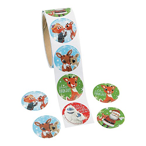 Fun Express Rudolph Stickers for Christmas - Roll of 100