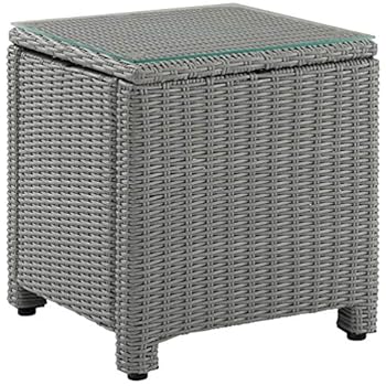 Alternative view of Crosley Furniture CO7219-GY Bradenton Outdoor Wicker Tempered Glass Top Side Table, Gray