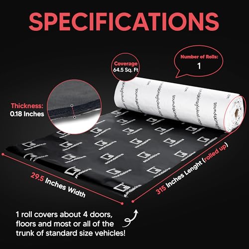 Soundskins SSPROPLUS-1 Car Sound Deadening Material - 180mil/4.5mm Triple Layer - 64.5 sqft. - Reduce Vibrations, Insulate Heat, and Minimize Resonance by Soundskins - Image 5