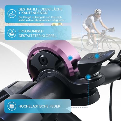 Greallthy Fahrradklingel für 19–25,4 mm Lenker – Superlaut & Robust – Passend für Cityrad, Trekkingrad, MTB, Hollandrad, Kinderrad… – Ansicht 4