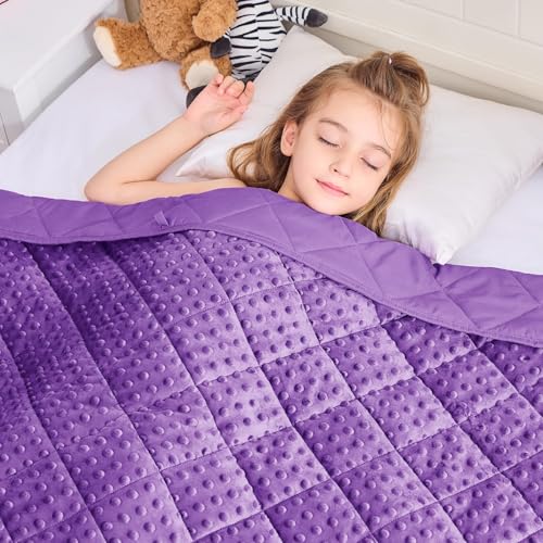 Image of Purple Weighted Blanket 10lbs, 40 inchx60 inch, Twin Size Breathable Cooling Minky Heavy Throw Blanket for 80-120lbs, Soft Winter Thick Big Blankets Weighted Comforter Gift