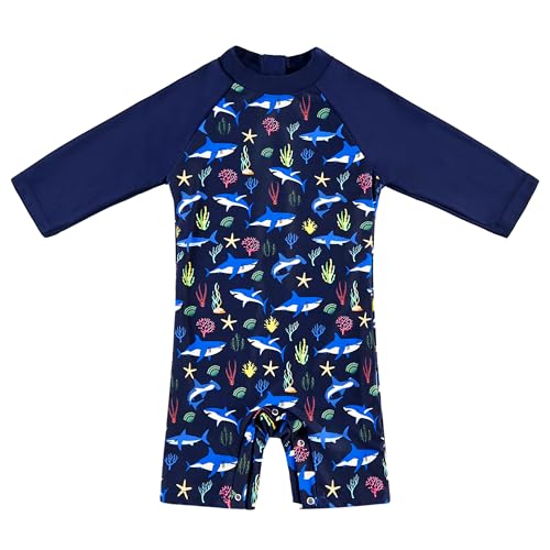 upandfast Baby Boys/Girls Zipper Swimwear with Snap Bottom UPF 50+ Sun Protection Toddler One Piece Swimsuit