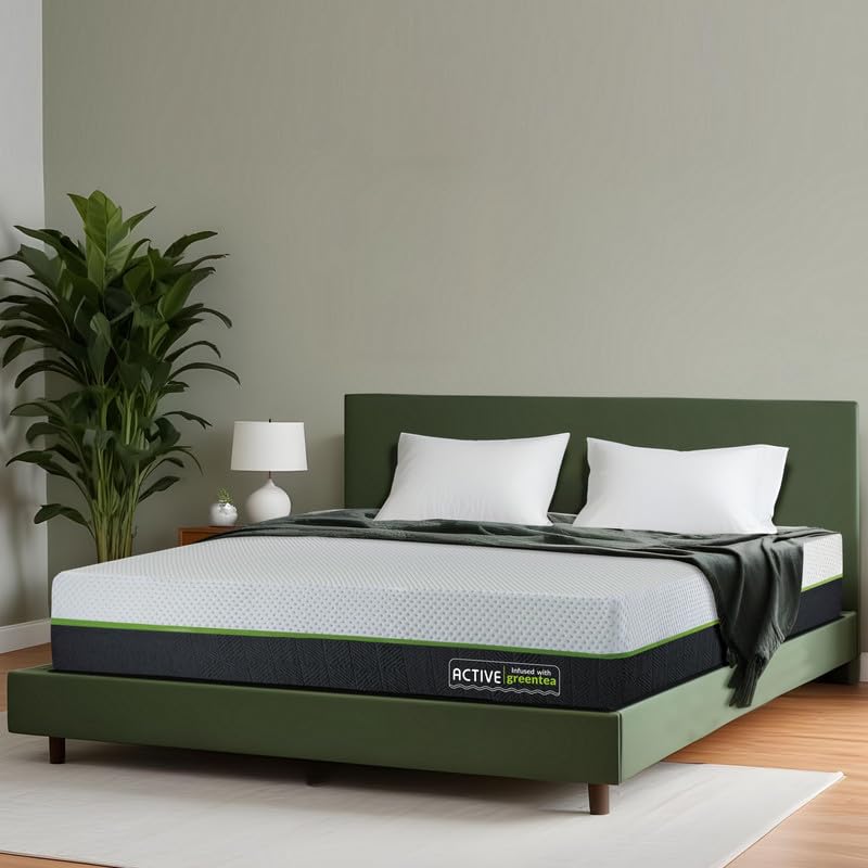 AMORE 8 Inches Active Green Tea Orthopedic Memory Foam Mattress|Single Size (75X36X8)|Dual Comfort|Medium Firm|CertiPUR-US Certified HR Foam | CertiGuard Technology