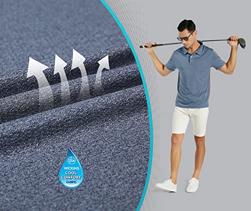 Mens Polo Shirts Short Sleeve With Pocket In Front Sport Casual Golf Polo Moisture Wicking Collared Tennis T-Shirt, Blue Grey 2Xl #TOP3