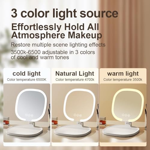 Espejo de maquillaje recargable LED portátil rectangular miniatura 4